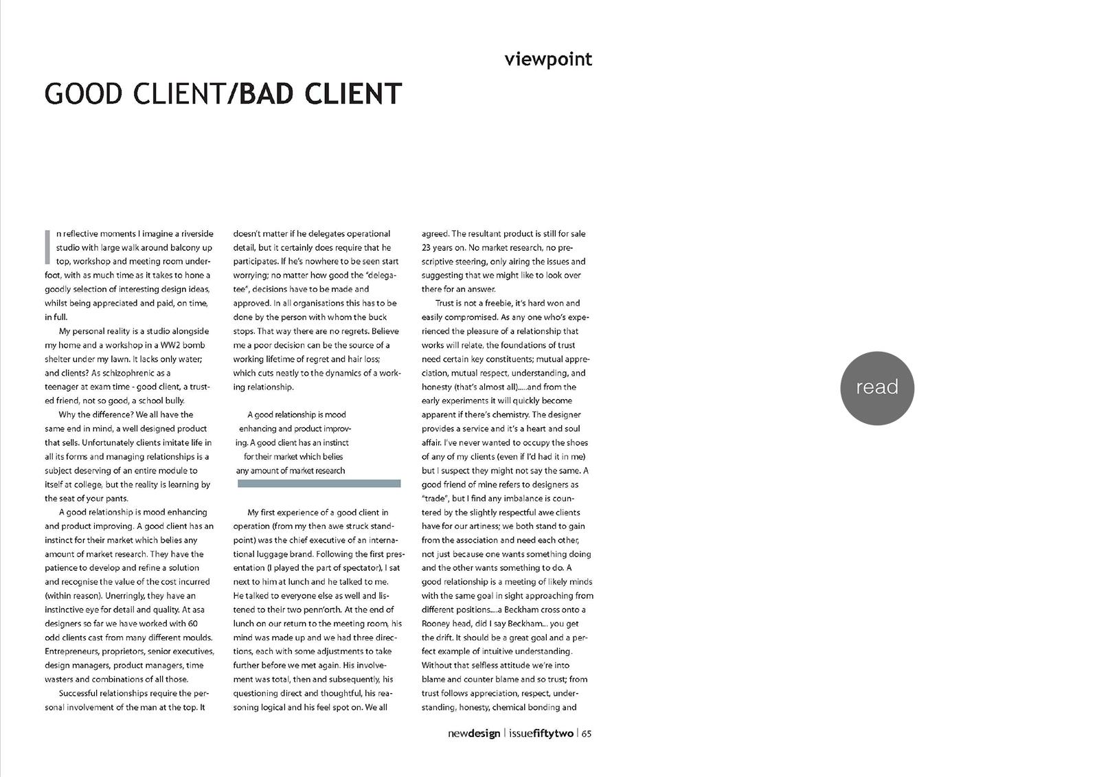 Clients for New Design Magazine 2007