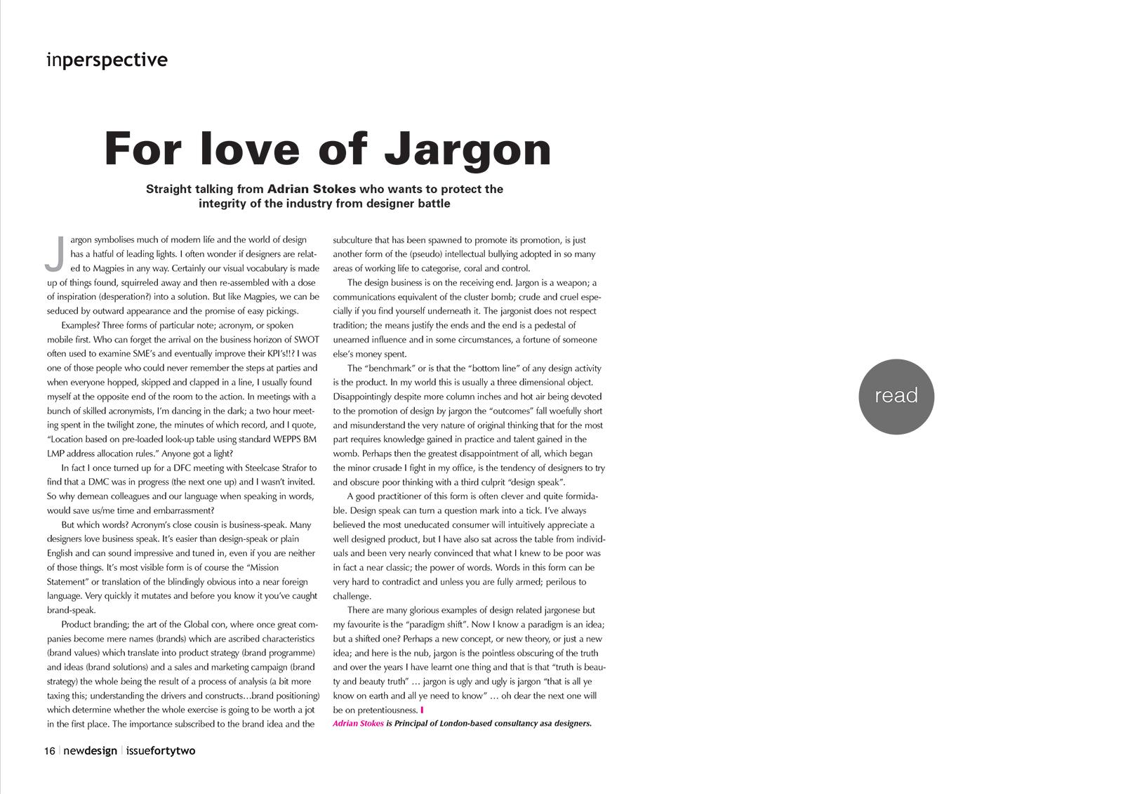 Jargon for Design Council Magazine 2006