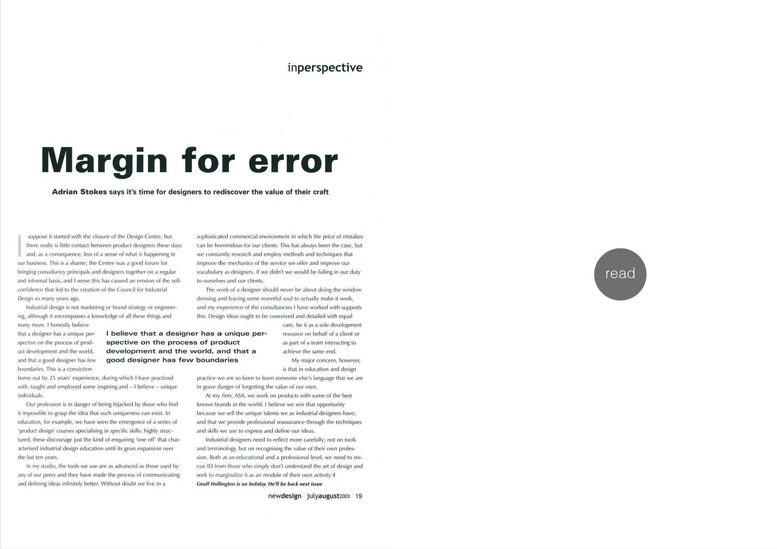 One designers view for New Design Magazine 2003