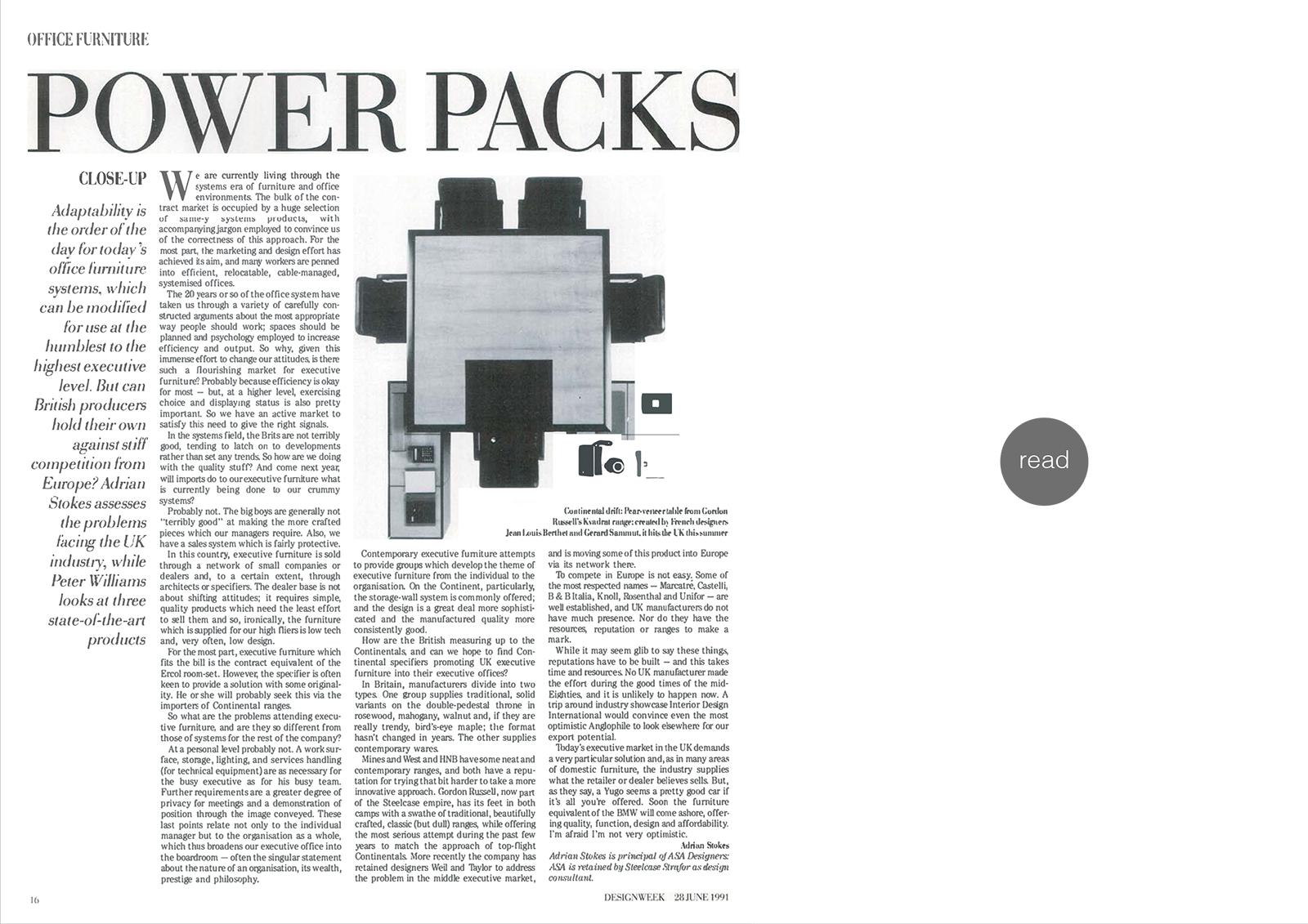 Executive furniture for Design Week 1991