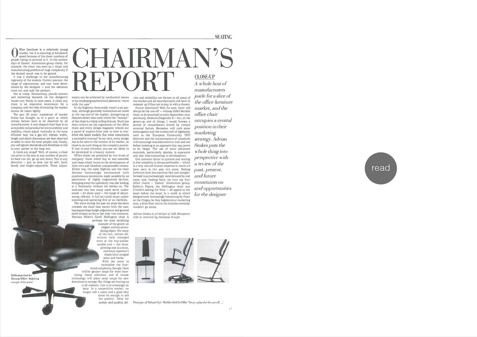 Office seating for Design Week 1990