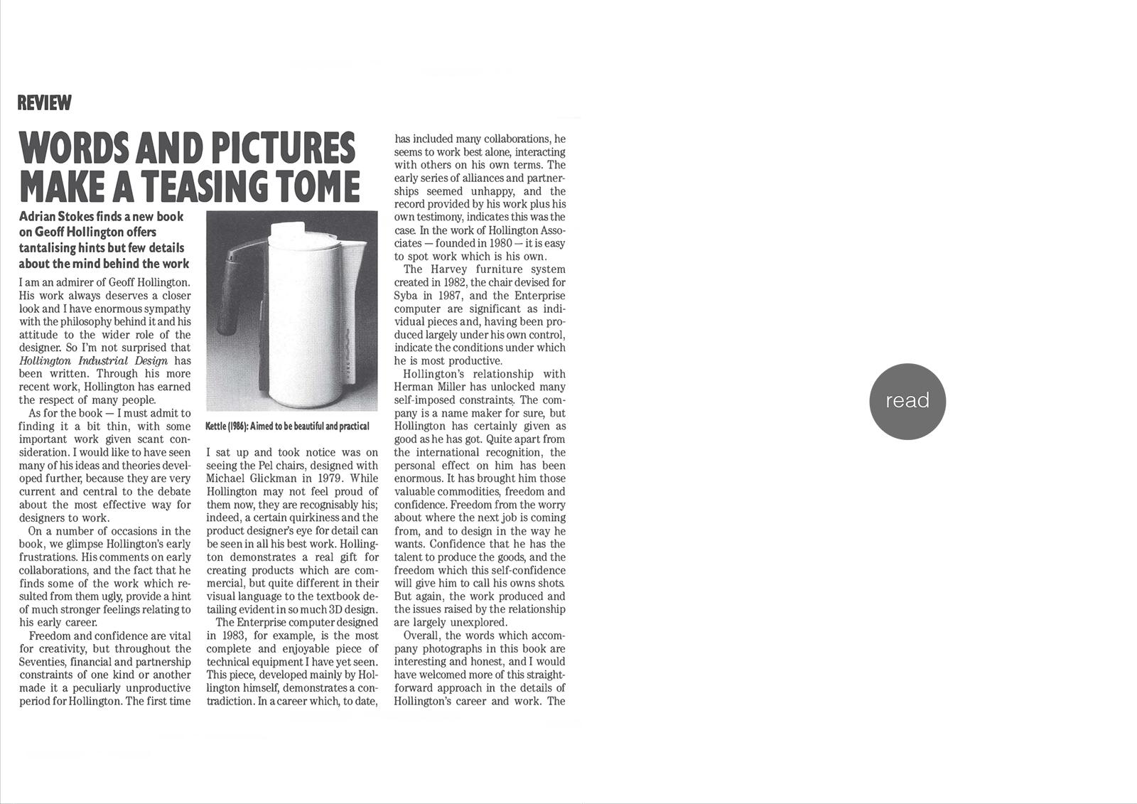 Book review for Design week 1990