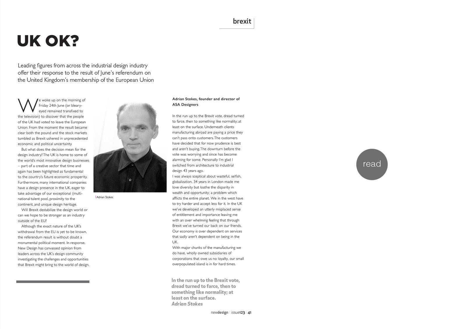 Brexit view for New Design Magazine 2016
