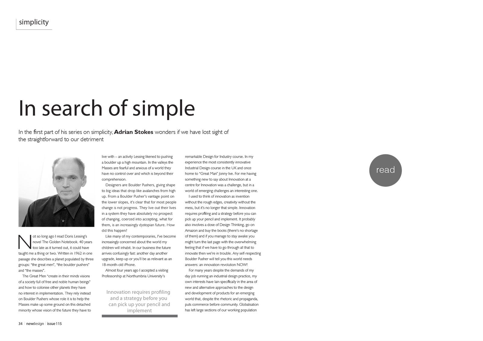 In search of simple for New Design Magazine 2015