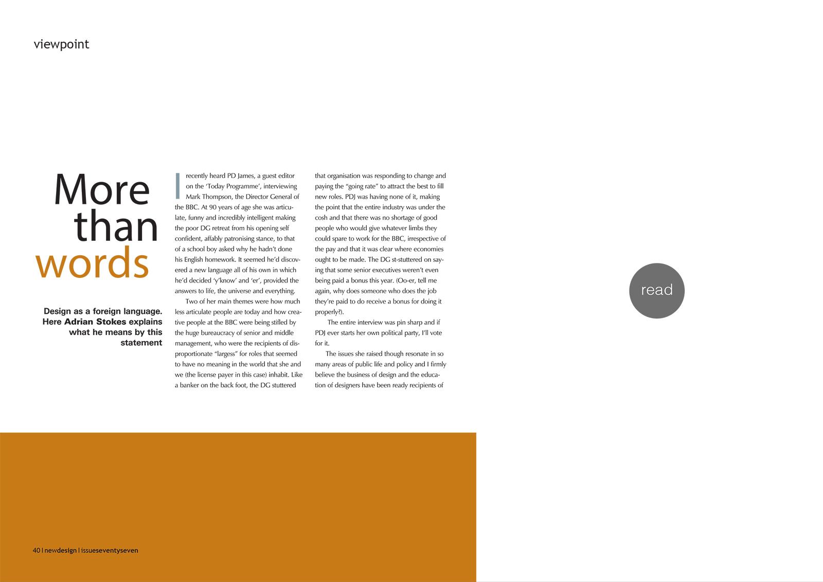 Jargon for New Design Magazine 2010